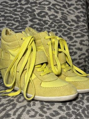 Ash Bowie wedge sneaker in lemon y2k style heeled sneakers neon yellow size 36